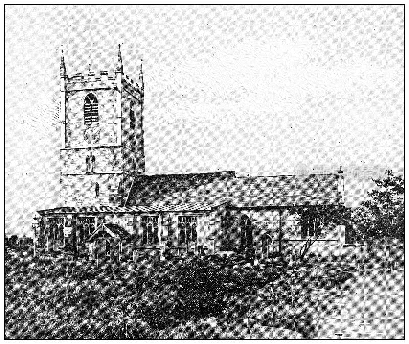Antique travel photographs of England: Church where Byron is buried